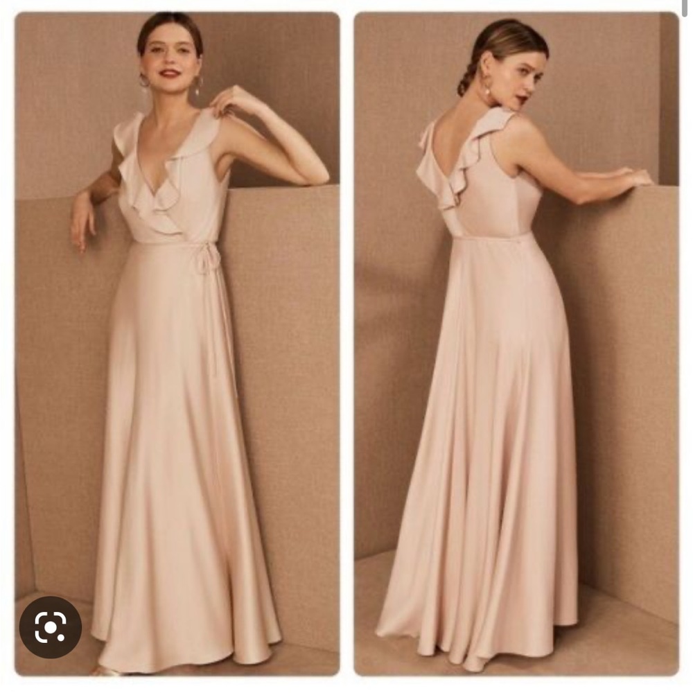 Anthropologie BHLDN Tansy Wrap Dress Satin Charmeuse Oyster Color